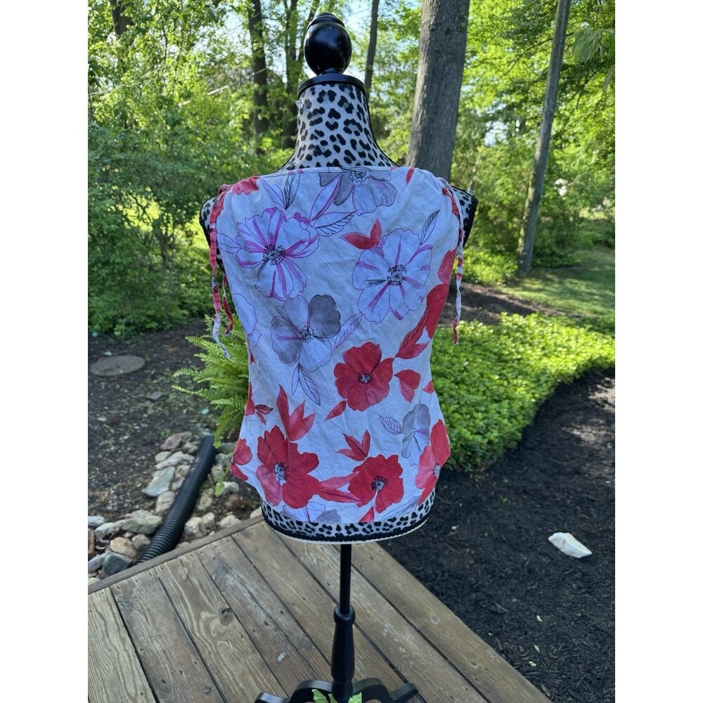 Loft Tank Top Blouse Floral Linen Blend Womens Size 12 Multicolor Sleeveless - Picture 3 of 6